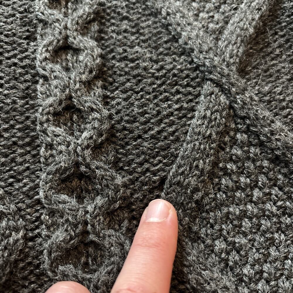 Aran Crafts Ireland Merino Wool Shawl Collar Cardigan Sweater Mens S Gray Cable - Picture 10 of 10